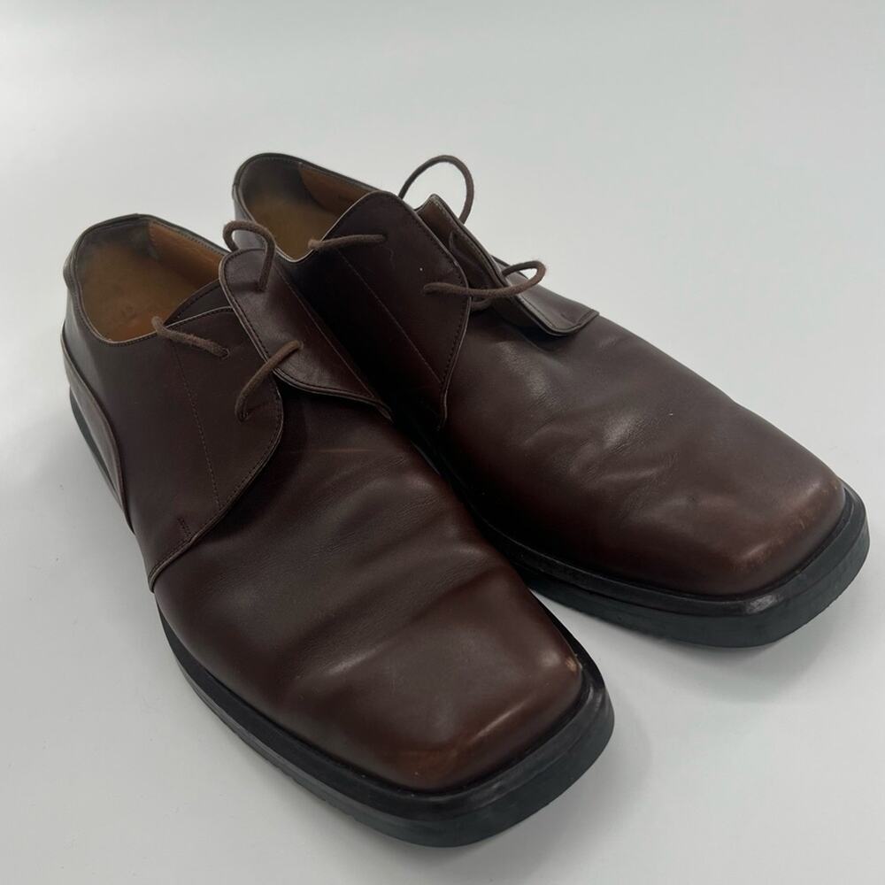 Bally Cosor Dark Brown Leather Square Toe Men’s Shoe Oxford Formal Made in Italy
